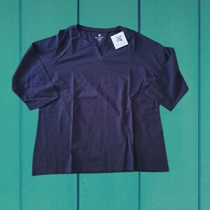 Lilac Bloom Blue V-Shape 3/4 Sleeves Cotton Spandex Top Women's Size X-Large